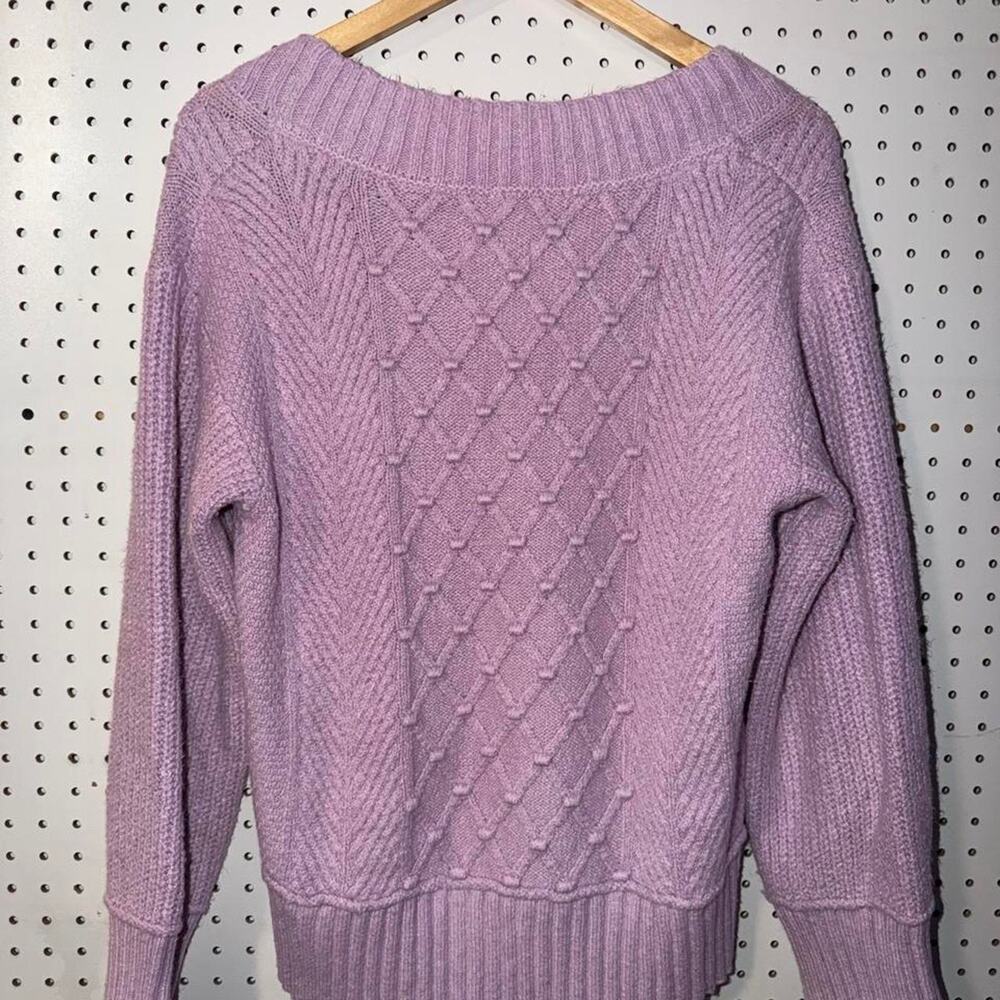 MAEVE by Anthropologie Sweater Women's Medium Purple Cable Knit Fisherman - Picture 2 of 8